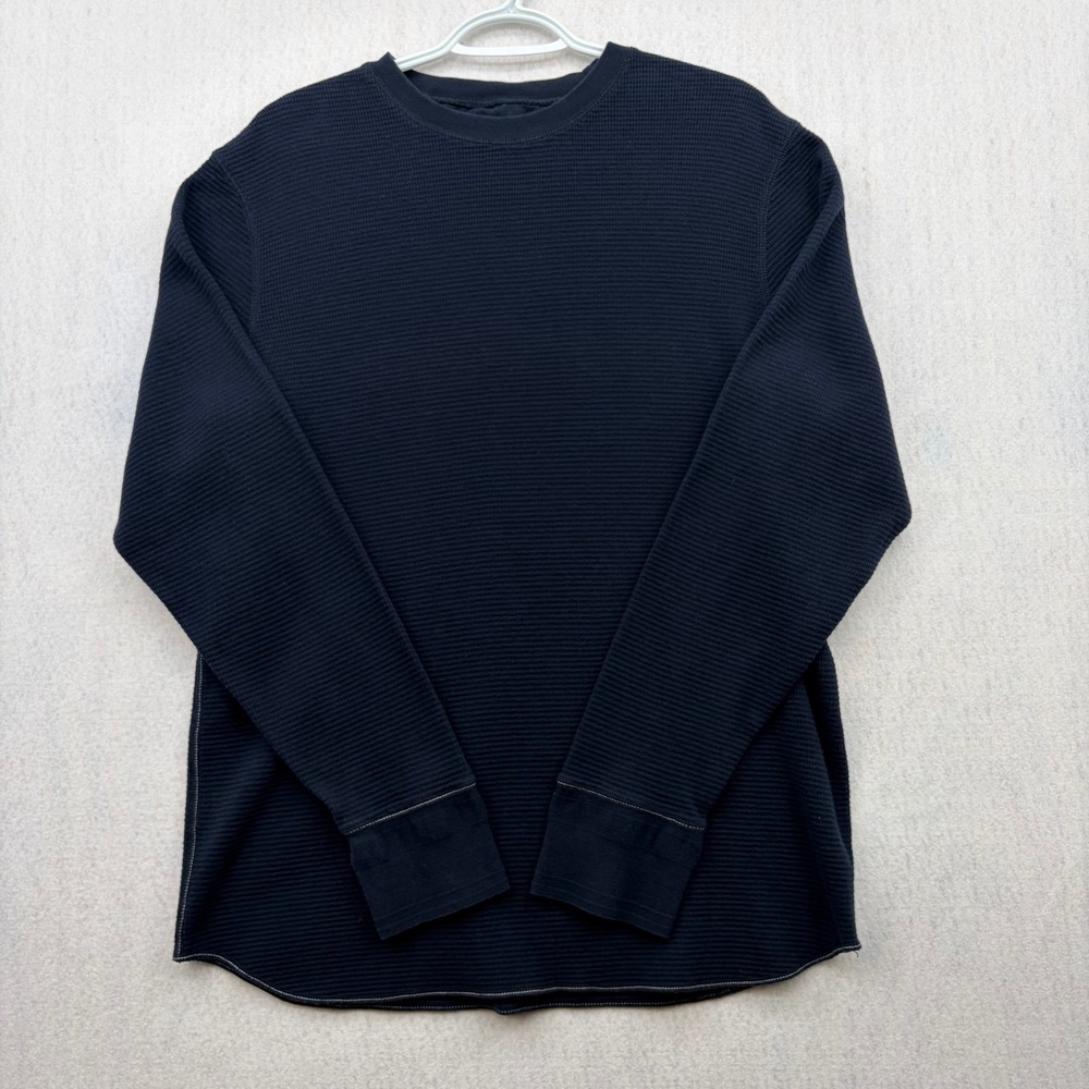Gap Mens XL Athletic Fit Waffle Knit Thermal Shirt Navy Blue Long Sleeve Cotton